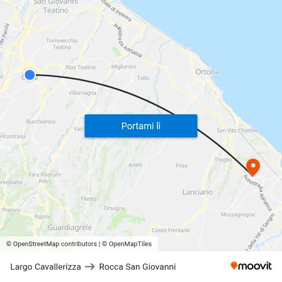 Largo Cavallerizza to Rocca San Giovanni map