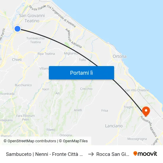 Sambuceto | Nenni - Fronte Città Della Musica to Rocca San Giovanni map
