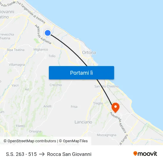 S.S. 263 - 515 to Rocca San Giovanni map