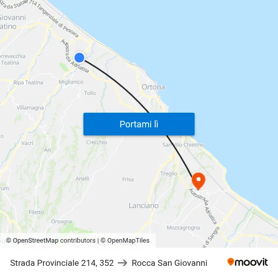 Strada Provinciale 214, 352 to Rocca San Giovanni map