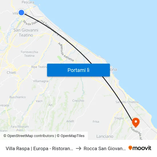 Villa Raspa | Europa - Ristorante to Rocca San Giovanni map