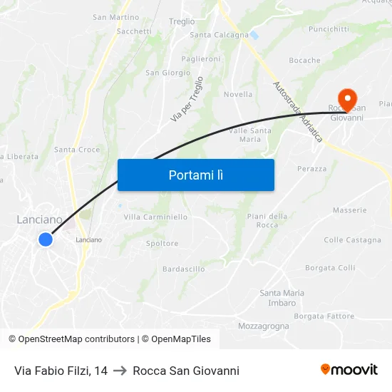 Via Fabio Filzi, 14 to Rocca San Giovanni map
