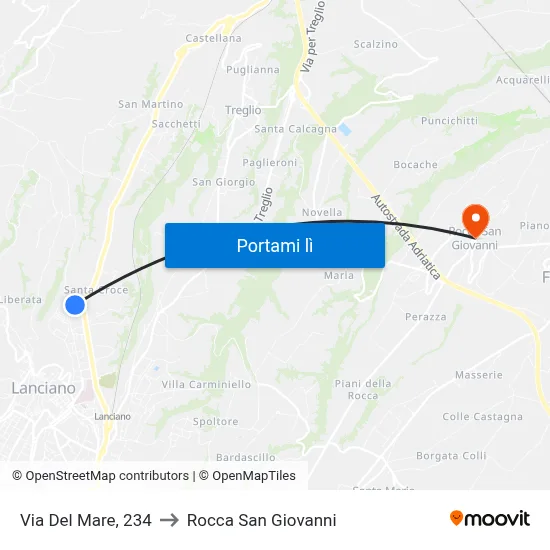 Via Del Mare, 234 to Rocca San Giovanni map