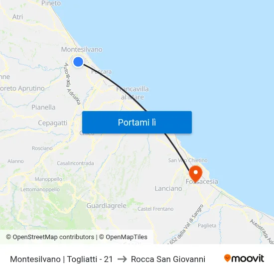Montesilvano | Togliatti - 21 to Rocca San Giovanni map