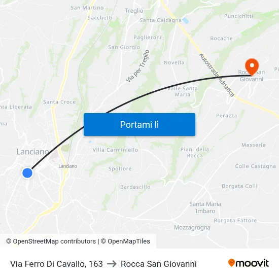 Via Ferro Di Cavallo, 163 to Rocca San Giovanni map