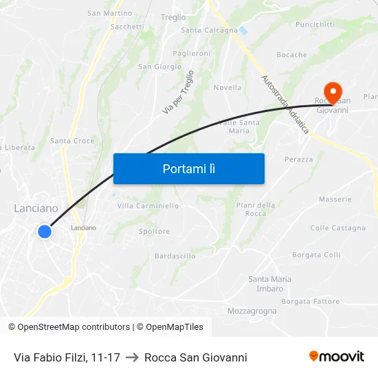 Via Fabio Filzi, 11-17 to Rocca San Giovanni map