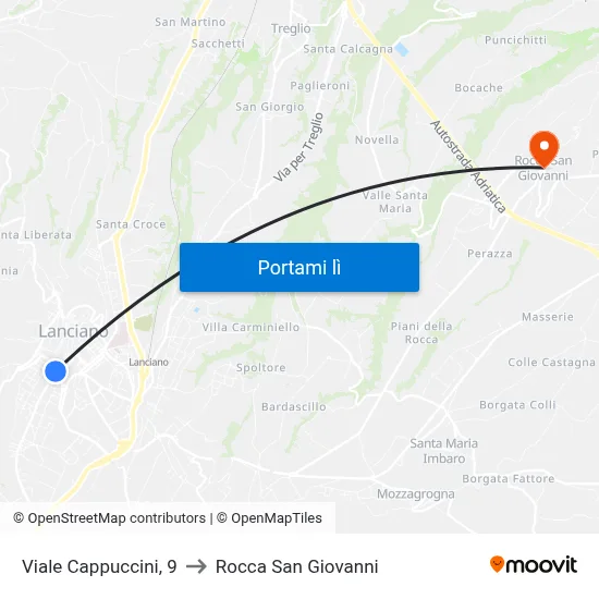 Viale Cappuccini, 9 to Rocca San Giovanni map