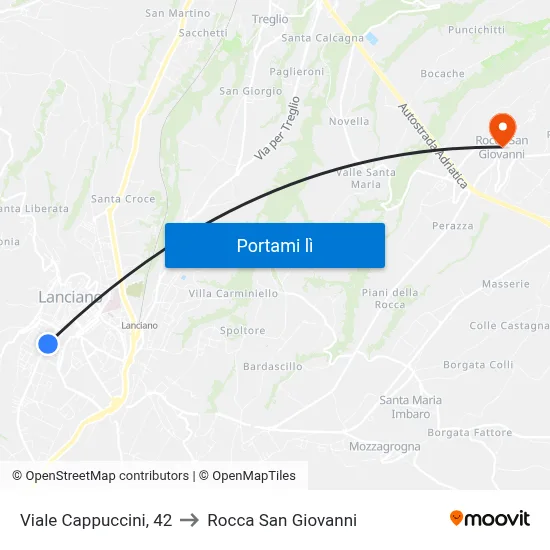 Viale Cappuccini, 42 to Rocca San Giovanni map