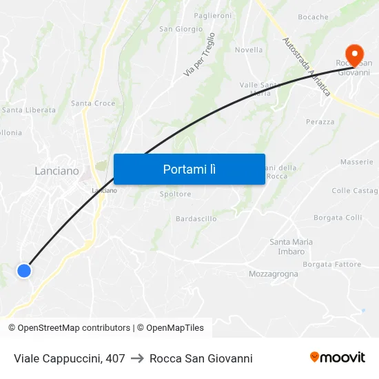 Viale Cappuccini, 407 to Rocca San Giovanni map