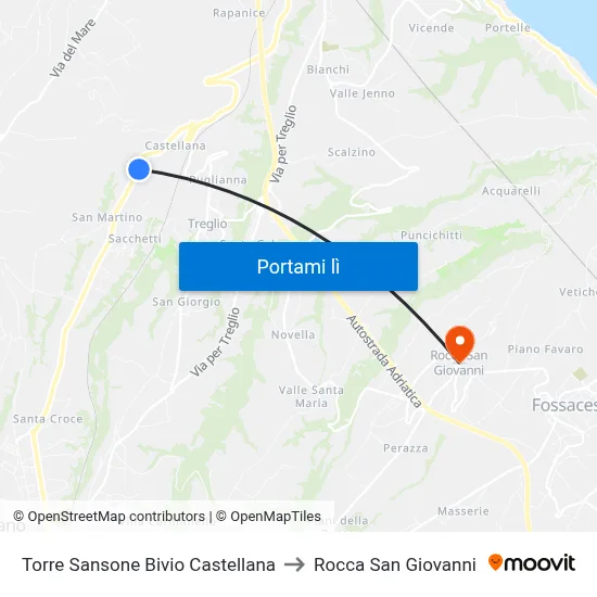 Torre Sansone Bivio Castellana to Rocca San Giovanni map
