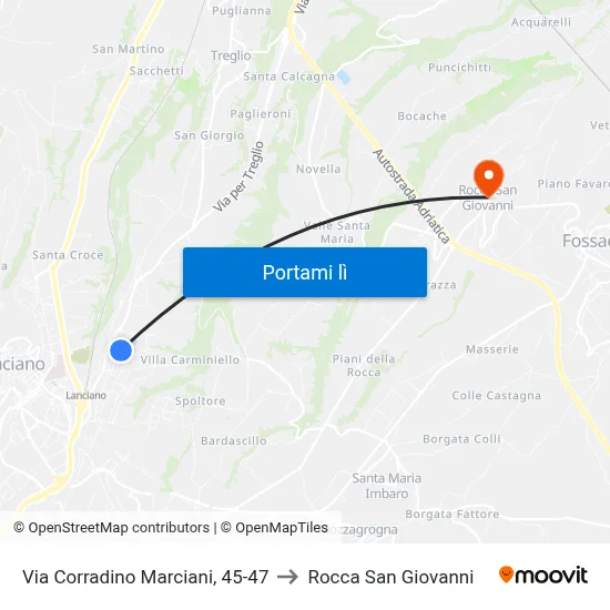 Via Corradino Marciani, 45-47 to Rocca San Giovanni map