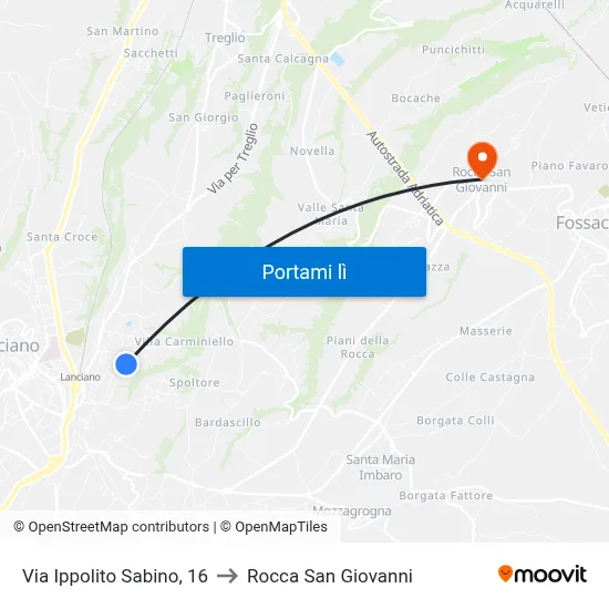 Via Ippolito Sabino, 16 to Rocca San Giovanni map