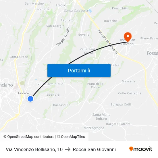 Via Vincenzo Bellisario, 10 to Rocca San Giovanni map