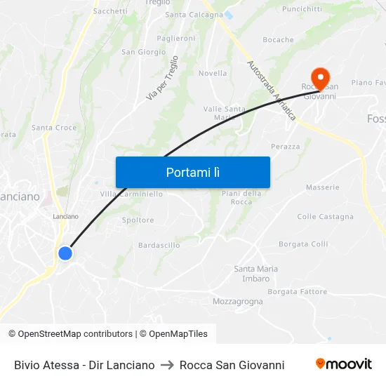 Bivio Atessa - Dir Lanciano to Rocca San Giovanni map