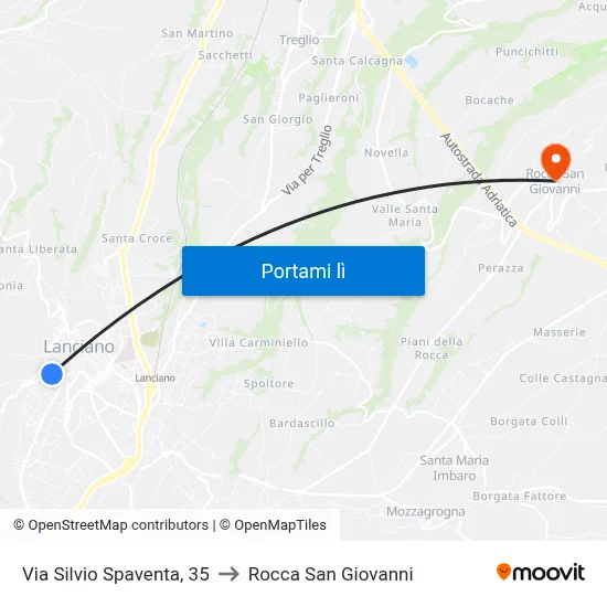 Via Silvio Spaventa, 35 to Rocca San Giovanni map