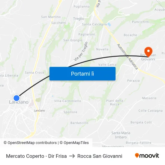 Mercato Coperto - Dir Frisa to Rocca San Giovanni map