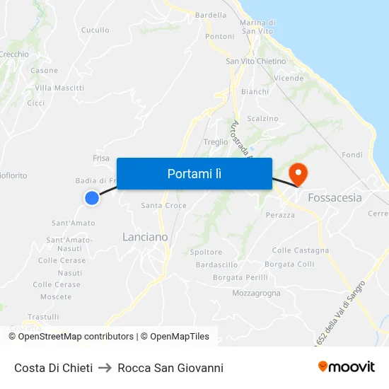Costa Di Chieti to Rocca San Giovanni map