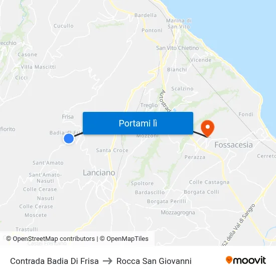 Contrada Badia Di Frisa to Rocca San Giovanni map