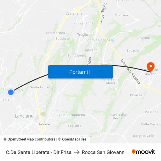 C.Da Santa Liberata - Dir Frisa to Rocca San Giovanni map