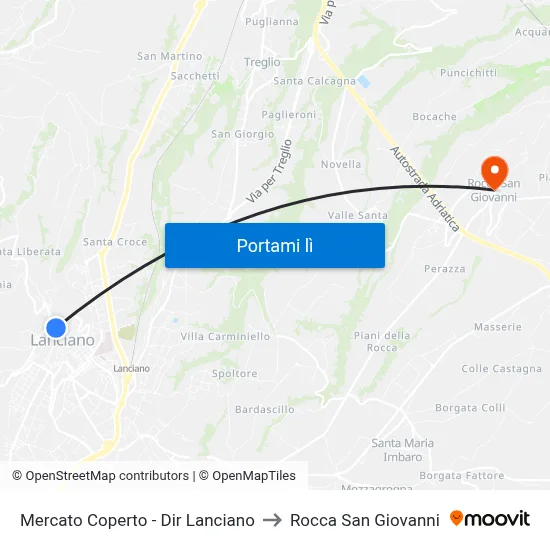 Mercato Coperto - Dir Lanciano to Rocca San Giovanni map