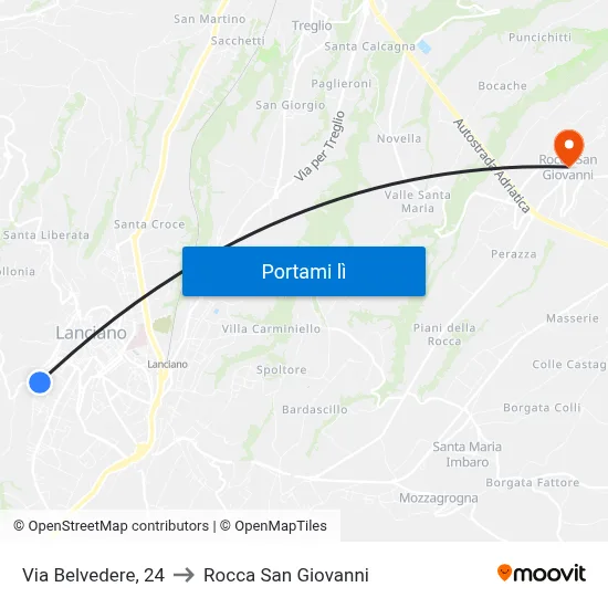 Via Belvedere, 24 to Rocca San Giovanni map