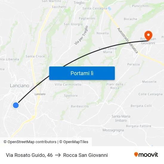 Via Rosato Guido, 46 to Rocca San Giovanni map