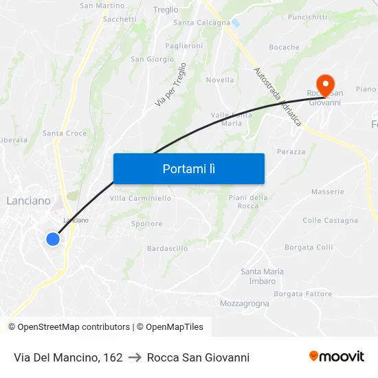 Via Del Mancino, 162 to Rocca San Giovanni map