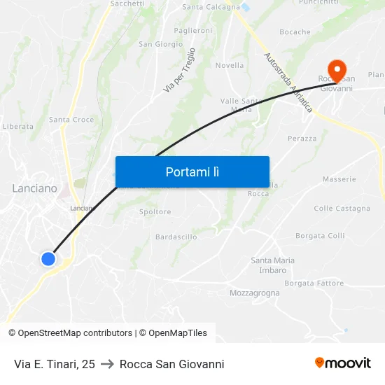 Via E. Tinari, 25 to Rocca San Giovanni map