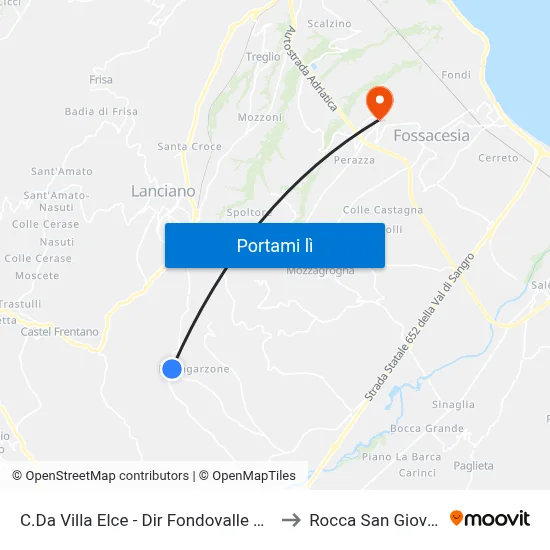 C.Da Villa Elce - Dir Fondovalle Sangro to Rocca San Giovanni map