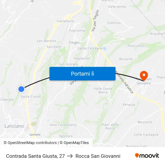 Contrada Santa Giusta, 27 to Rocca San Giovanni map