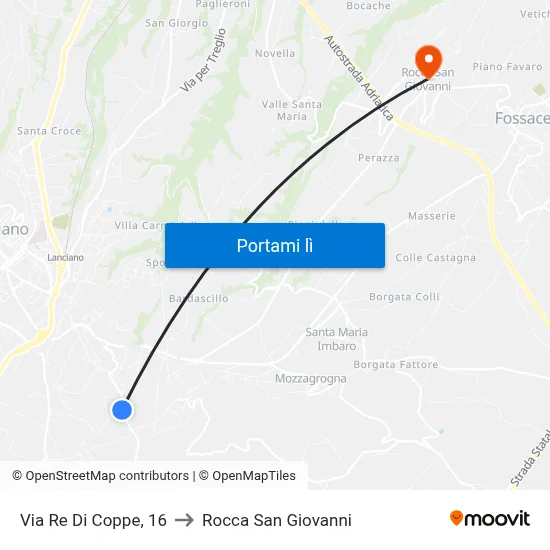 Via Re Di Coppe, 16 to Rocca San Giovanni map