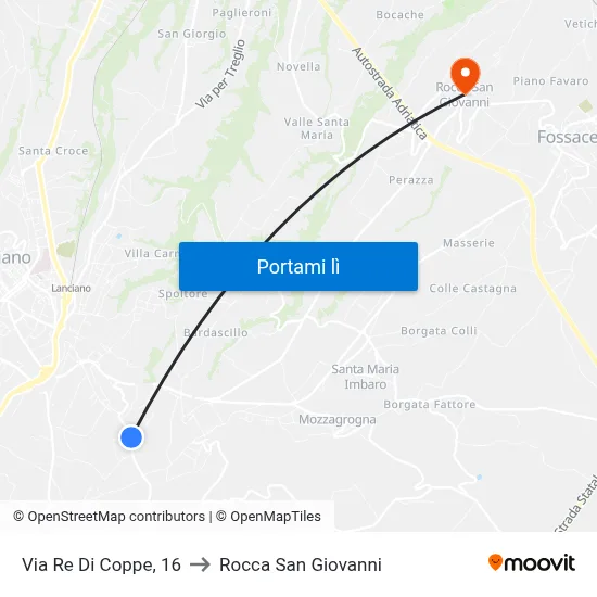 Via Re Di Coppe, 16 to Rocca San Giovanni map