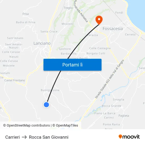 Carrieri to Rocca San Giovanni map