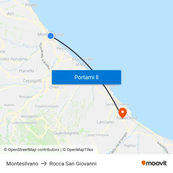 Montesilvano to Rocca San Giovanni map