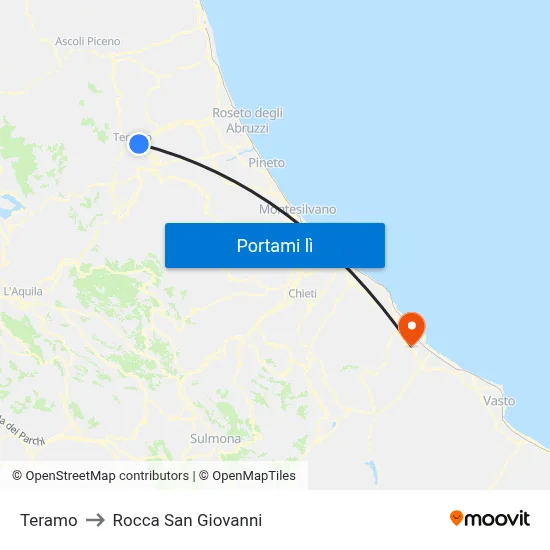 Teramo to Rocca San Giovanni map