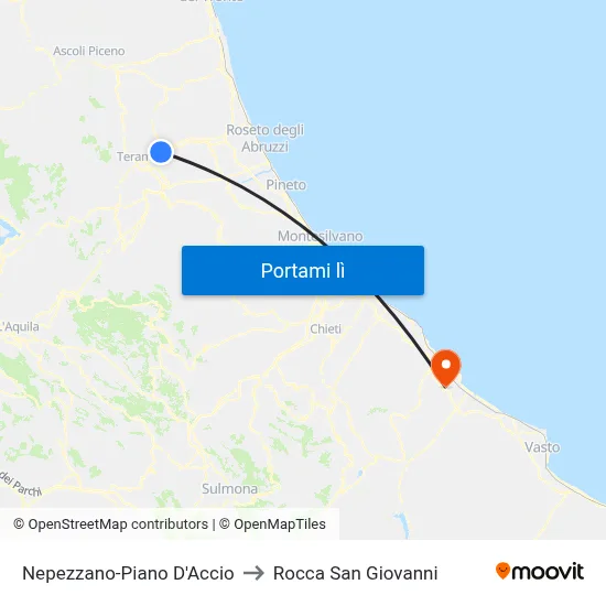 Nepezzano-Piano D'Accio to Rocca San Giovanni map