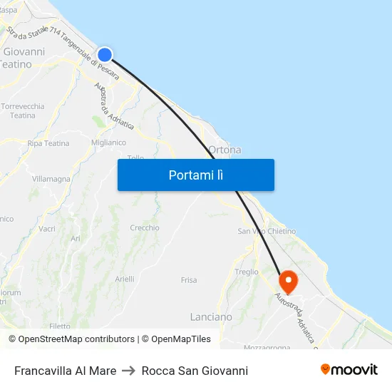 Francavilla Al Mare to Rocca San Giovanni map