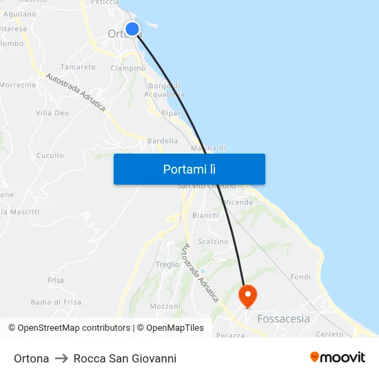 Ortona to Rocca San Giovanni map