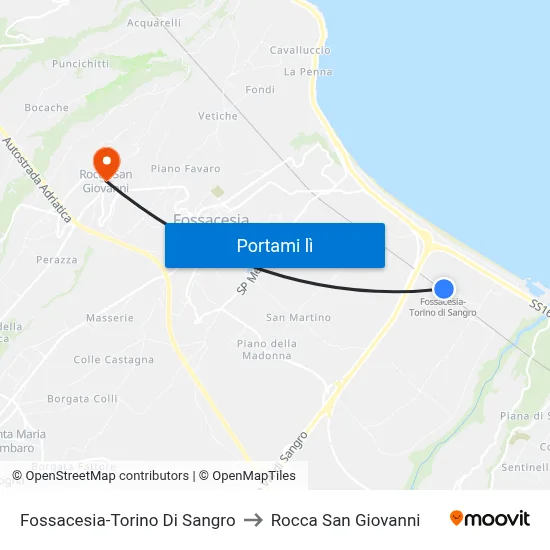 Fossacesia-Torino Di Sangro to Rocca San Giovanni map
