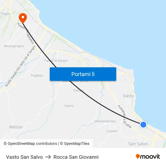 Vasto San Salvo to Rocca San Giovanni map
