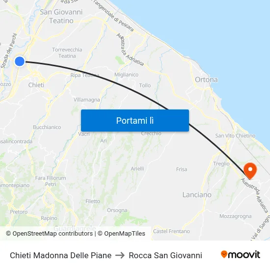 Chieti Madonna Delle Piane to Rocca San Giovanni map