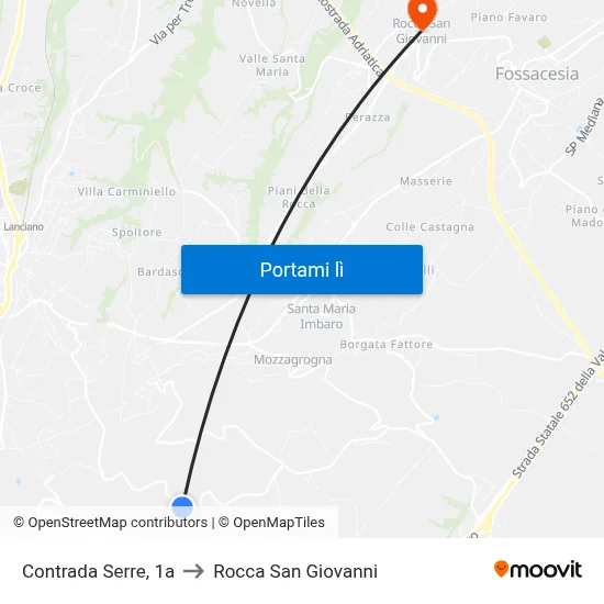 Contrada Serre, 1a to Rocca San Giovanni map