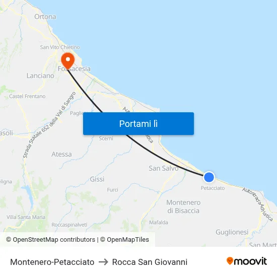Montenero-Petacciato to Rocca San Giovanni map