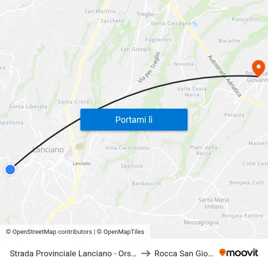 Strada Provinciale Lanciano - Orsogna, 69 to Rocca San Giovanni map