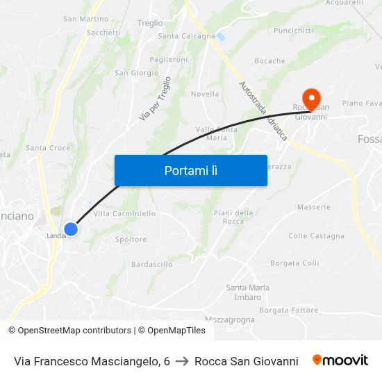 Via Francesco Masciangelo, 6 to Rocca San Giovanni map