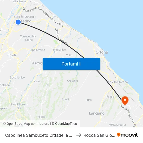 Capolinea Sambuceto Cittadella Dello Sport to Rocca San Giovanni map