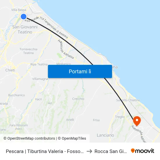 Pescara | Tiburtina Valeria - Fosso Cavone Est to Rocca San Giovanni map