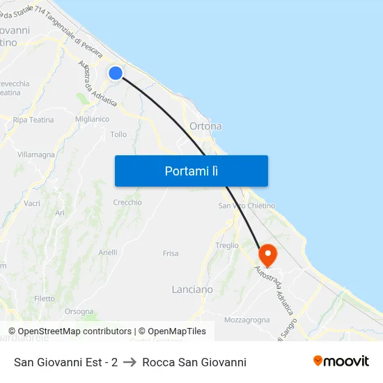 San Giovanni Est - 2 to Rocca San Giovanni map