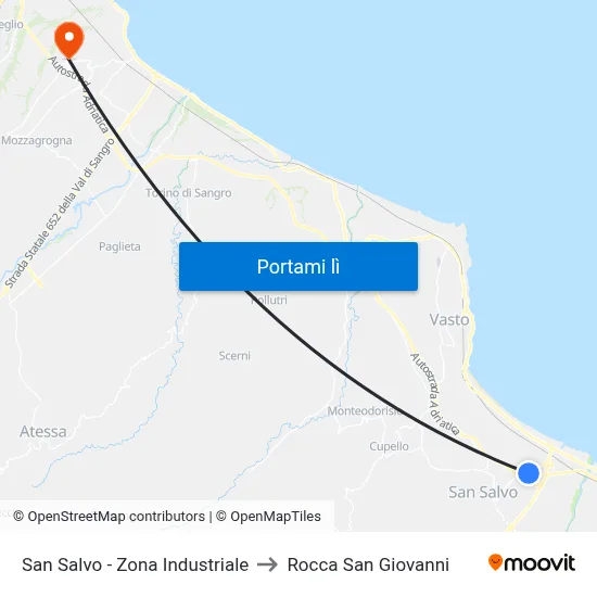 San Salvo - Zona Industriale to Rocca San Giovanni map