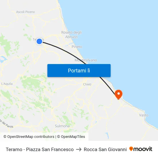 Teramo - Piazza San Francesco to Rocca San Giovanni map